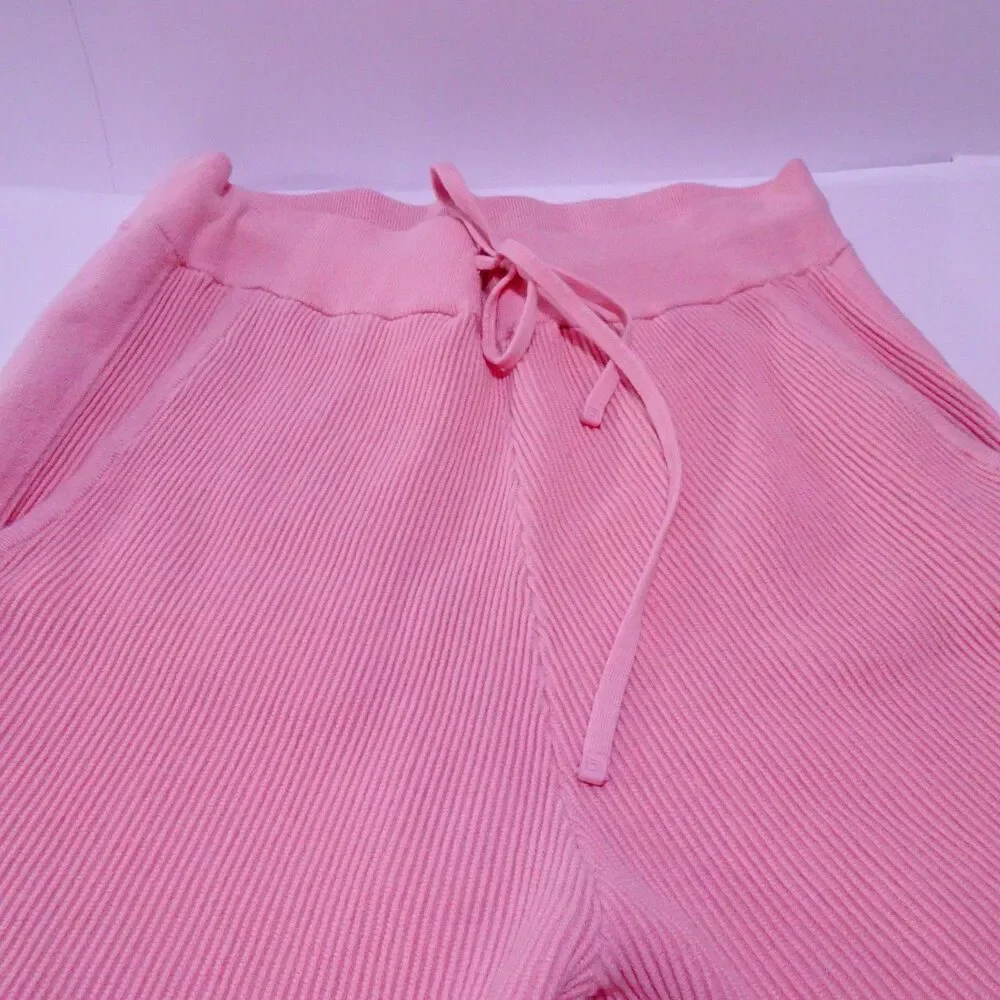 Blank Noir Pink Ribbed Knit Shorts High Waist Drawstring Shorts Sz S NWT 115
